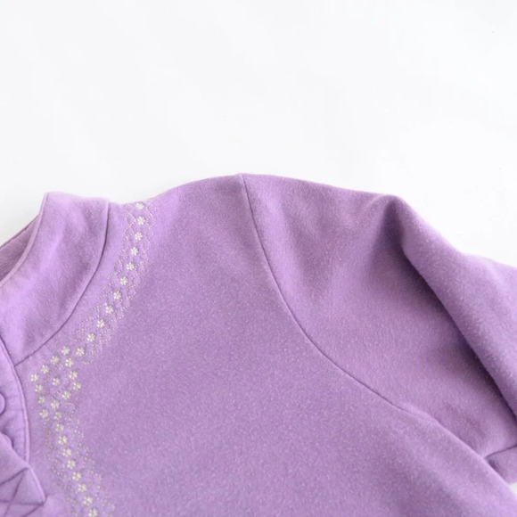 Vintage Blair Lavender Embroidered Collar Butt4 Button Pullover  Sweater Large - Picture 9 of 12